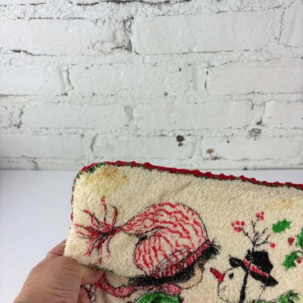 Vintage Your All I Want For Christmas Girl & Snowman Towel Pillows 2